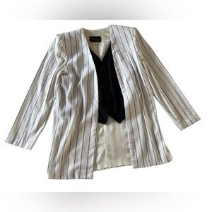 Vintage White Pinstripe button down Vest jacket size M